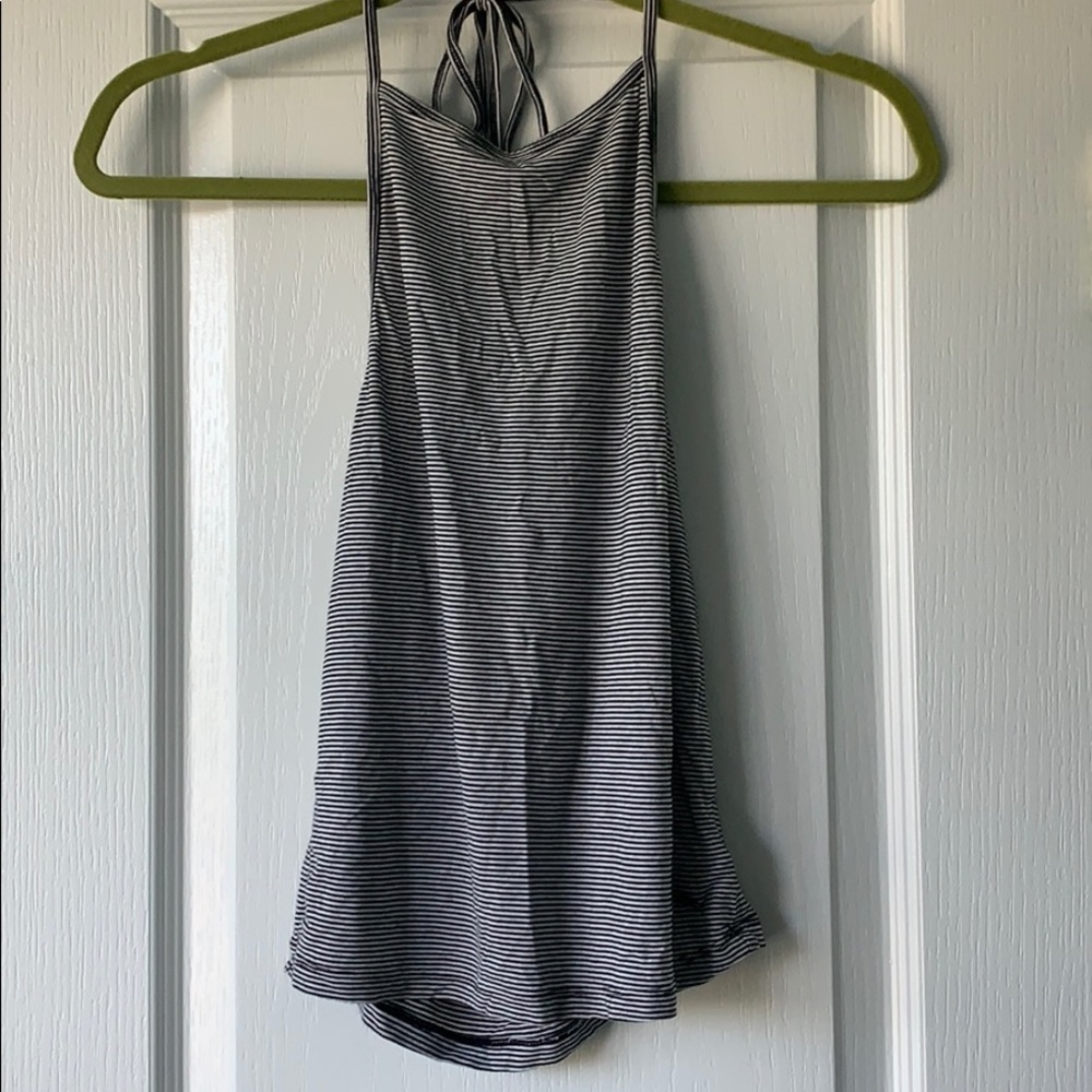Black and White striped Halter Top